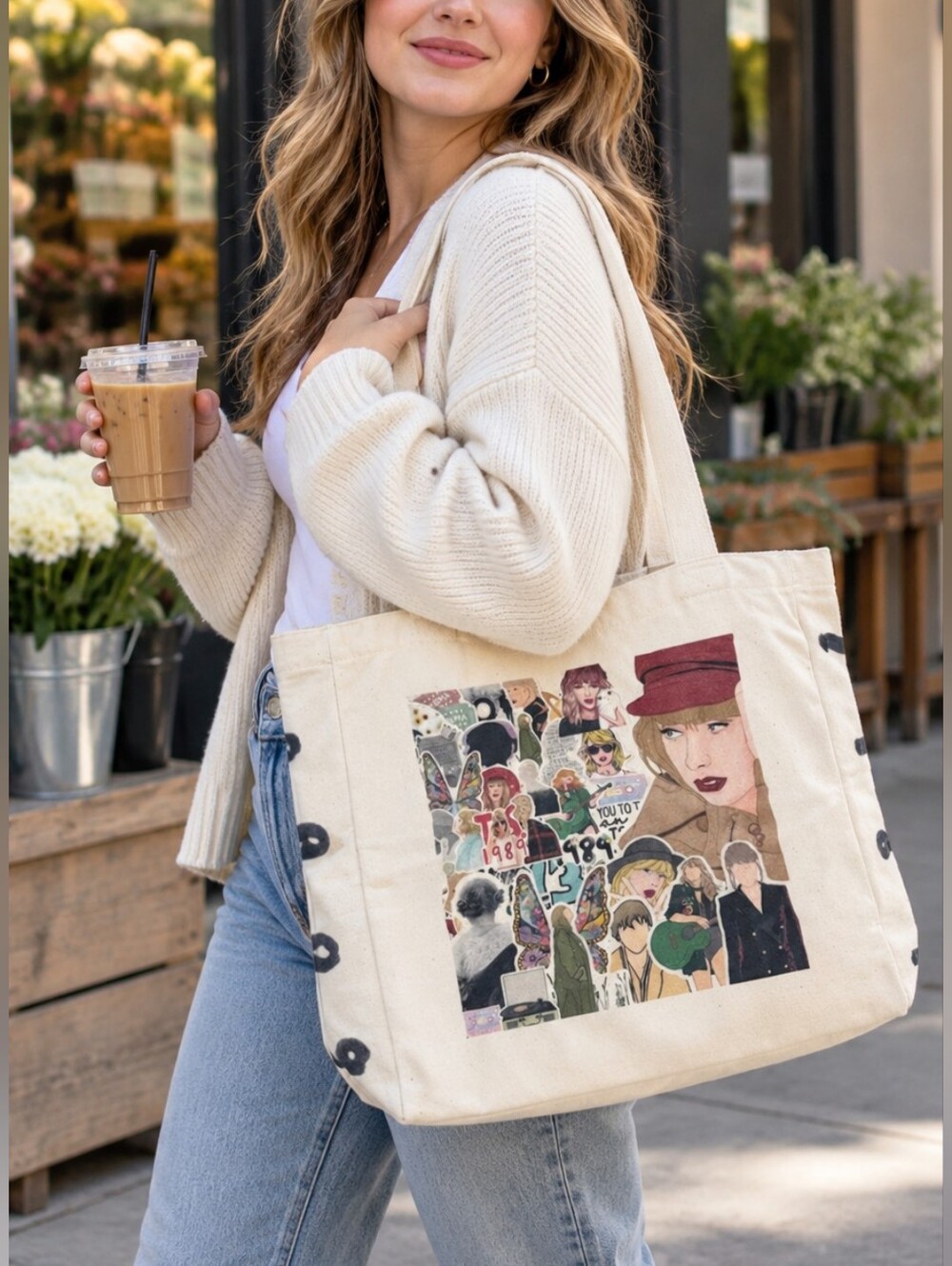 Taylor Swift 1989 Era Canvas Tote Bag Graphic Shoulder Bag